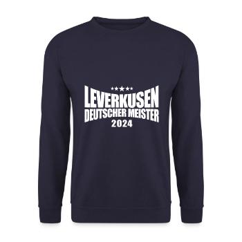 Leverkusen - Deutscher Meister 2024 - Unisex Pullover - Navy - Vorne - Alina (178cm) & Michal (187cm)