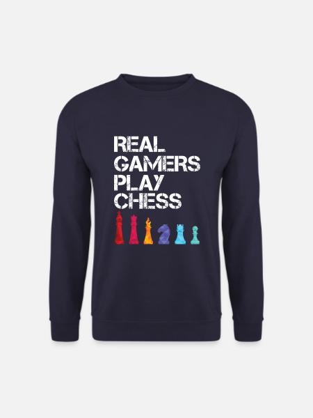 Echte Spieler Spielen Schach Spruch Schachspieler - Unisex Pullover - Navy