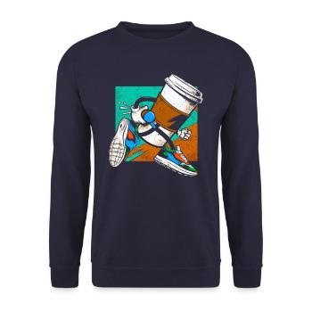 Coffee Junkie: Fun Design for Coffee-to-Go - Unisex Sweatshirt - navy - Front - Alina (178cm) & Michal (187cm)