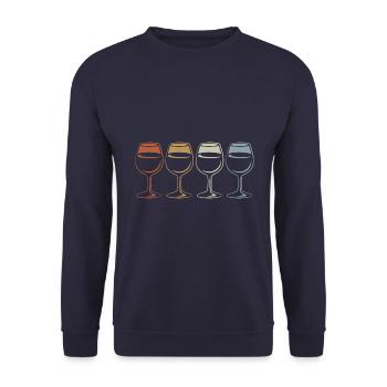 Vin, Verre à vin Rétro - Vintage - Silhouette - Sweat-shirt Unisexe - marine - Devant - Alina (178cm) & Michal (187cm)