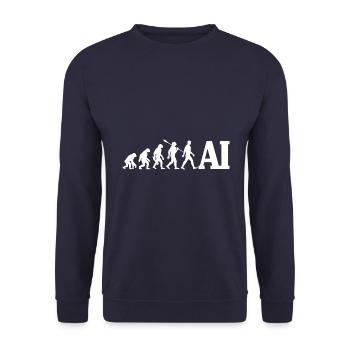 Evolution - Artificial Intelligence - AI - Unisex Pullover - Navy - Vorne - Alina (178cm) & Michal (187cm)