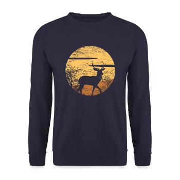 Deer. Roebuck. antler - Unisex Sweatshirt - navy - Front - Alina (178cm) & Michal (187cm)