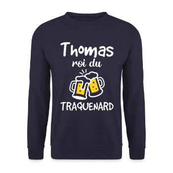 Thomas Roi Du Traquenard - Humour De Thomas - Sweat-shirt Unisexe - marine - Devant - Alina (178cm) & Michal (187cm)
