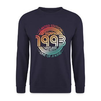 1993 Naissance vintage Anniversaire Rétro - Sweat-shirt Unisexe - marine - Devant - Alina (178cm) & Michal (187cm)