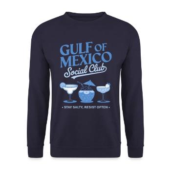 Gulf of Mexico Social Club Stay Salty Resist Often - Sweat-shirt Unisexe - marine - Devant - Alina (178cm) & Michal (187cm)