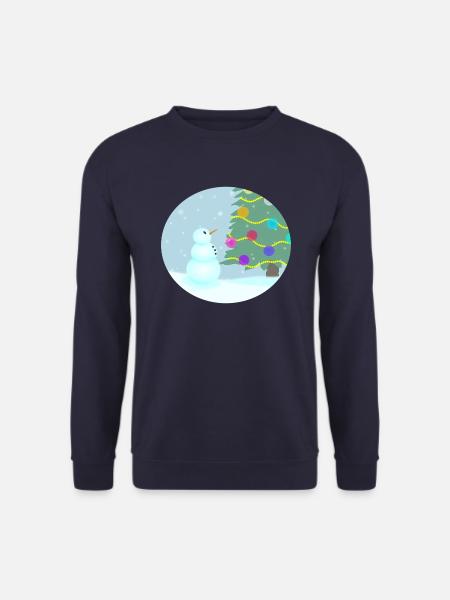 Snowman admires Christmas tree - Unisex Sweatshirt - navy