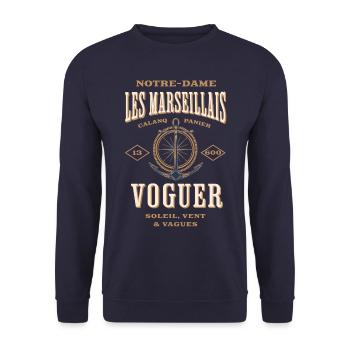 T-shirt Vintage Sailing Crew - Sweat-shirt Unisexe - marine - Devant - Alina (178cm) & Michal (187cm)