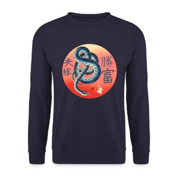 Schlange_Beutejagd - Unisex Sweatshirt - navy - Front - Alina (178cm) & Michal (187cm)