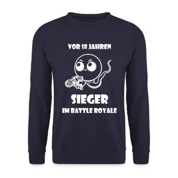 Sieger Battle Royale 18 Jahre Geburtstag Kleidung - Unisex Pullover - Navy - Vorne - Alina (178cm) & Michal (187cm)