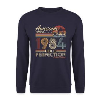 1984 Vintage Birthday Retro Gift - Unisex Sweatshirt - navy - Front - Alina (178cm) & Michal (187cm)