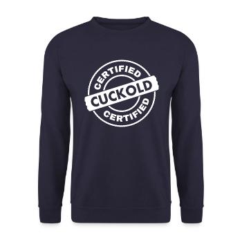 certified cuckold - Unisex Pullover - Navy - Vorne - Alina (178cm) & Michal (187cm)