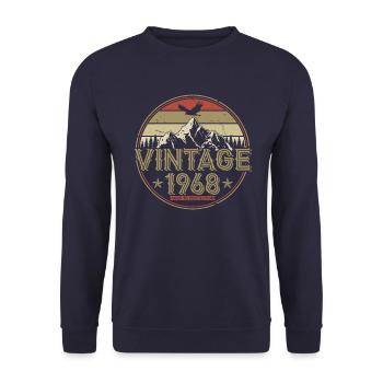 1968 Jahrgang geboren Geburtstag Geschenk Retro - Unisex Pullover - Navy - Vorne - Alina (178cm) & Michal (187cm)