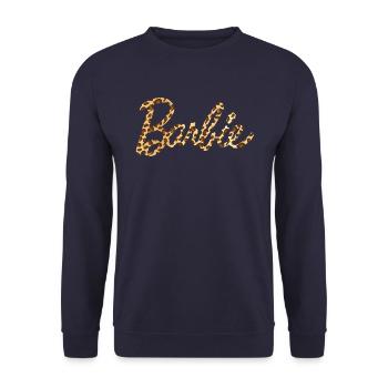 Barbie Logo Imprimé Léopard - Sweat-shirt Unisexe - marine - Devant - Alina (178cm) & Michal (187cm)