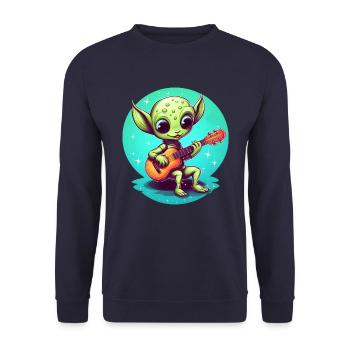 Mignon extraterrestre jouant de la guitare au coucher du soleil - Sweat-shirt Unisexe - marine - Devant - Alina (178cm) & Michal (187cm)