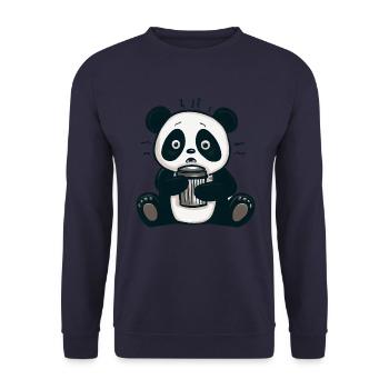 Caffeine Panda: From Morning Grouch to Early Riser - Unisex Sweatshirt - navy - Front - Alina (178cm) & Michal (187cm)