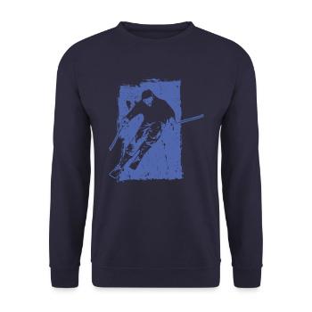 Skiabenteuer im Grunge-Stil: Winterzauber in den - Unisex Pullover - Navy - Vorne - Alina (178cm) & Michal (187cm)