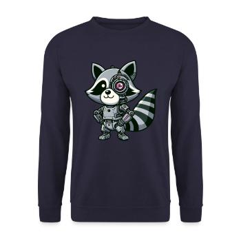 Cooler Waschbär Roboter - Unisex Pullover - Navy - Vorne - Alina (178cm) & Michal (187cm)