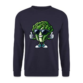 Cool vegan salad lettuce with sunglasses - Unisex Sweatshirt - navy - Front - Alina (178cm) & Michal (187cm)