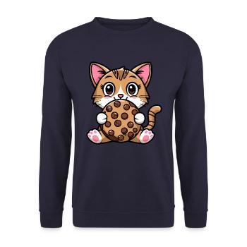 Bengal Cat Snacking Cookie Cartoon - Unisex Sweatshirt - navy - Front - Alina (178cm) & Michal (187cm)