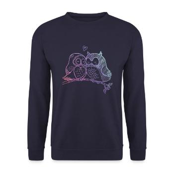 Verliebte Eulen - Unisex Pullover - Navy - Vorne - Alina (178cm) & Michal (187cm)
