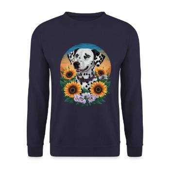 Süßer Dalmatiner mit Orchideen - Unisex Pullover - Navy - Vorne - Alina (178cm) & Michal (187cm)