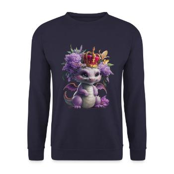 Dragon with crown and colorful flowers - Unisex Sweatshirt - navy - Front - Alina (178cm) & Michal (187cm)