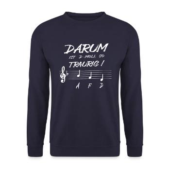 Darum ist d-mol traurig AFD - Unisex Pullover - Navy - Vorne - Alina (178cm) & Michal (187cm)