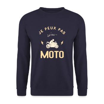 Je Peux Pas J'ai Moto Motard Humour - Sweat-shirt Unisexe - marine - Devant - Alina (178cm) & Michal (187cm)