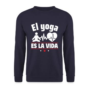 Yoga ist Leben - Unisex Pullover - Navy - Vorne - Alina (178cm) & Michal (187cm)