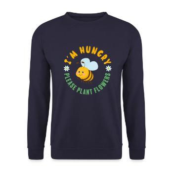 I'm hungry please plant flowers bee environmental protection - Unisex Sweatshirt - navy - Front - Alina (178cm) & Michal (187cm)