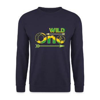 Jamaika Flagge Wild One - Unisex Pullover - Navy - Vorne - Alina (178cm) & Michal (187cm)