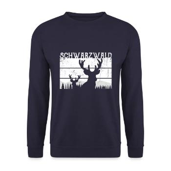 Schwarzwald Natur Hirsch Tanne - Unisex Pullover - Navy - Vorne - Alina (178cm) & Michal (187cm)