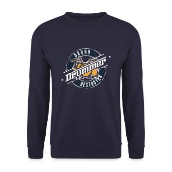 Le batteur du tambour détruit le batteur de musique vintage grunge - Sweat-shirt Unisexe - marine - Devant - Alina (178cm) & Michal (187cm)
