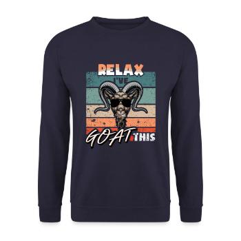 Goat Relax i´ve Goat this Goat - Unisex Pullover - Navy - Vorne - Alina (178cm) & Michal (187cm)