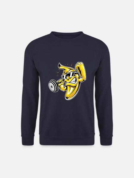 Kräftige Banane mit einer Langarmhantel Design - Unisex Pullover - Navy
