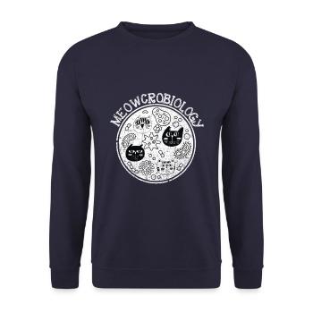 Meowcrobiologie Mikrobiologie Wissenschaft Katze - Unisex Pullover - Navy - Vorne - Alina (178cm) & Michal (187cm)