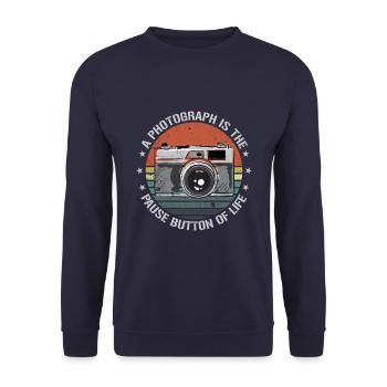 Vintage camera photography lover retro gift - Unisex Sweatshirt - navy - Front - Alina (178cm) & Michal (187cm)