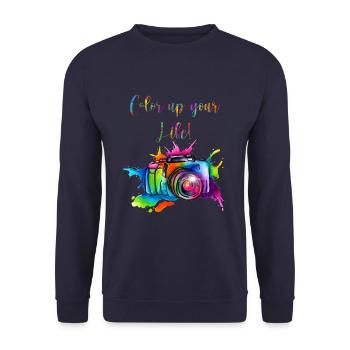 Color up your Life- Fotograf, Geschenk - Unisex Pullover - Navy - Vorne - Alina (178cm) & Michal (187cm)