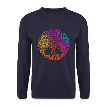 Mandala Tree of Life - Unisex Sweatshirt - navy - Front - Alina (178cm) & Michal (187cm)
