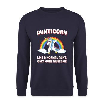 Aunticorn comme une tante Seulement plus - Sweat-shirt Unisexe - marine - Devant - Alina (178cm) & Michal (187cm)