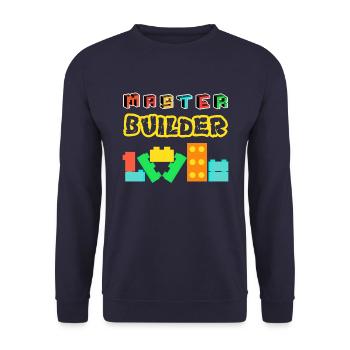 Master Builder Building Bricks Blocks Pieces - Unisex Sweatshirt - navy - Front - Alina (178cm) & Michal (187cm)