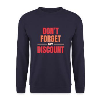 Rentner Rente Lustig Dont Forget My Discount - Unisex Pullover - Navy - Vorne - Alina (178cm) & Michal (187cm)