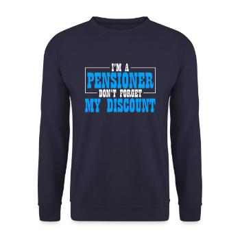 Rentner Rente Lustig Dont Forget My Discount - Unisex Pullover - Navy - Vorne - Alina (178cm) & Michal (187cm)