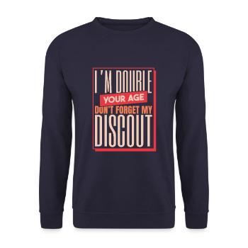 Pension de retraité Double N’oubliez pas ma réduction - Sweat-shirt Unisexe - marine - Devant - Alina (178cm) & Michal (187cm)