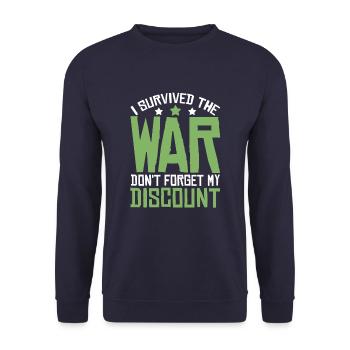 Pension de retraité drôle N’oubliez pas ma réduction - Sweat-shirt Unisexe - marine - Devant - Alina (178cm) & Michal (187cm)