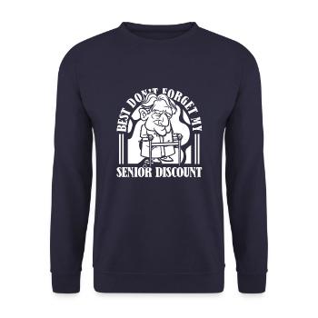 Rentner Rente Humor Dont Forget My Discount - Unisex Pullover - Navy - Vorne - Alina (178cm) & Michal (187cm)
