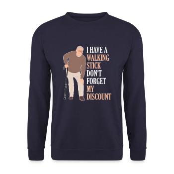 Rentner Rente Witzig Dont Forget My Discount - Unisex Pullover - Navy - Vorne - Alina (178cm) & Michal (187cm)