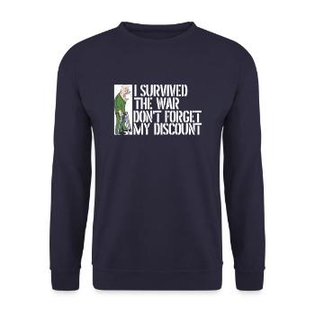 Pension de retraité drôle N’oubliez pas ma réduction - Sweat-shirt Unisexe - marine - Devant - Alina (178cm) & Michal (187cm)
