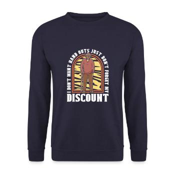 Pension de retraité drôle N’oubliez pas ma réduction - Sweat-shirt Unisexe - marine - Devant - Alina (178cm) & Michal (187cm)