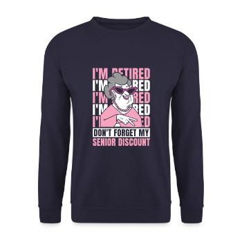 Pension de retraite à la retraite - Sweat-shirt Unisexe - marine - Devant - Alina (178cm) & Michal (187cm)